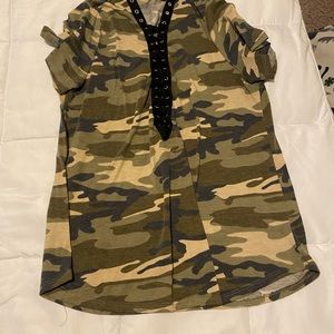 Green camo t-shirt super cute and not reveling